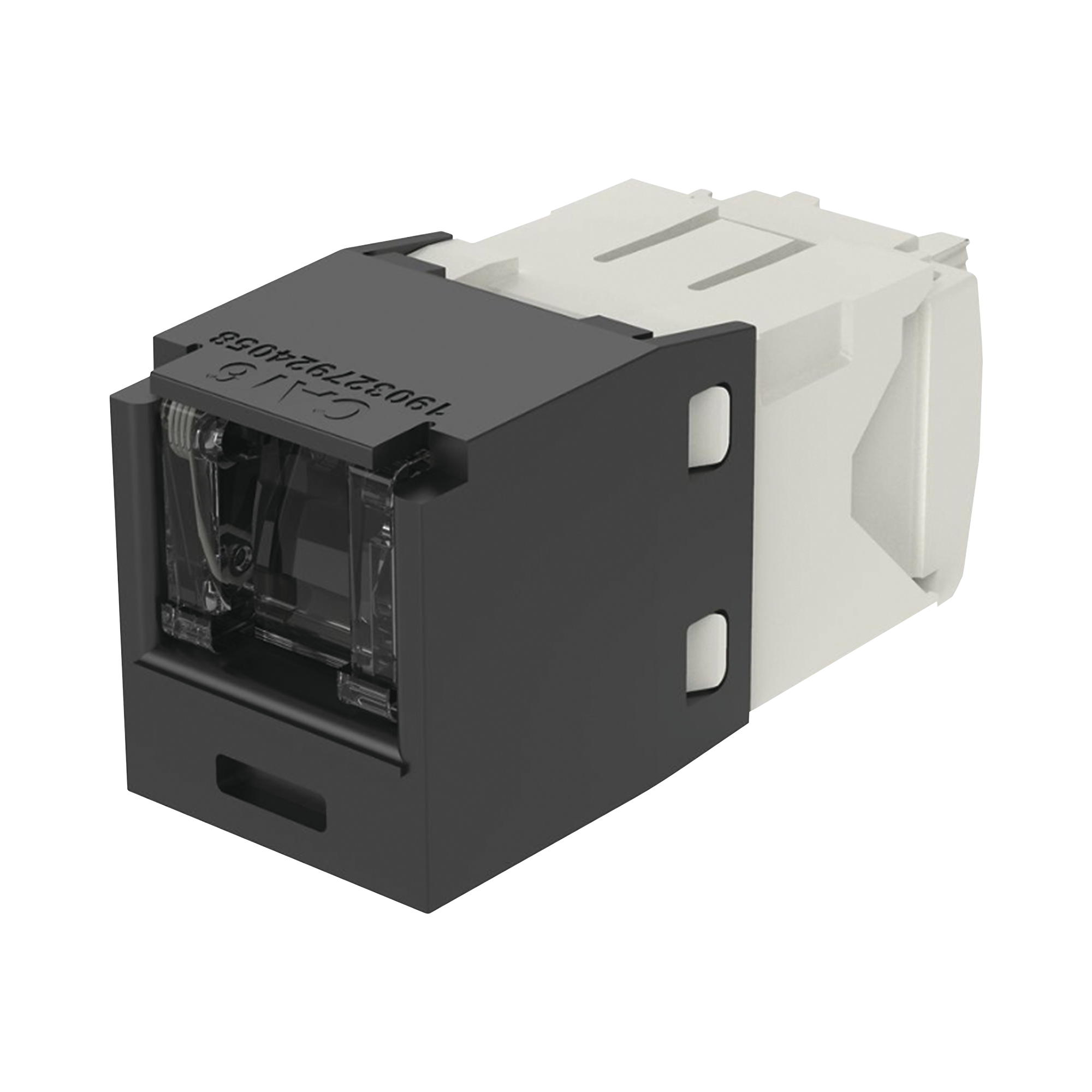Conector Jack RJ45 Estilo TG con Ventana, Mini-Com, Categoría 6, de 8 posiciones y 8 cables, Color Negro Conector Jack RJ45 Estilo TG con Ventana, Mini-Com, Categoría 6, de 8 posiciones y 8 cables, Color Negro